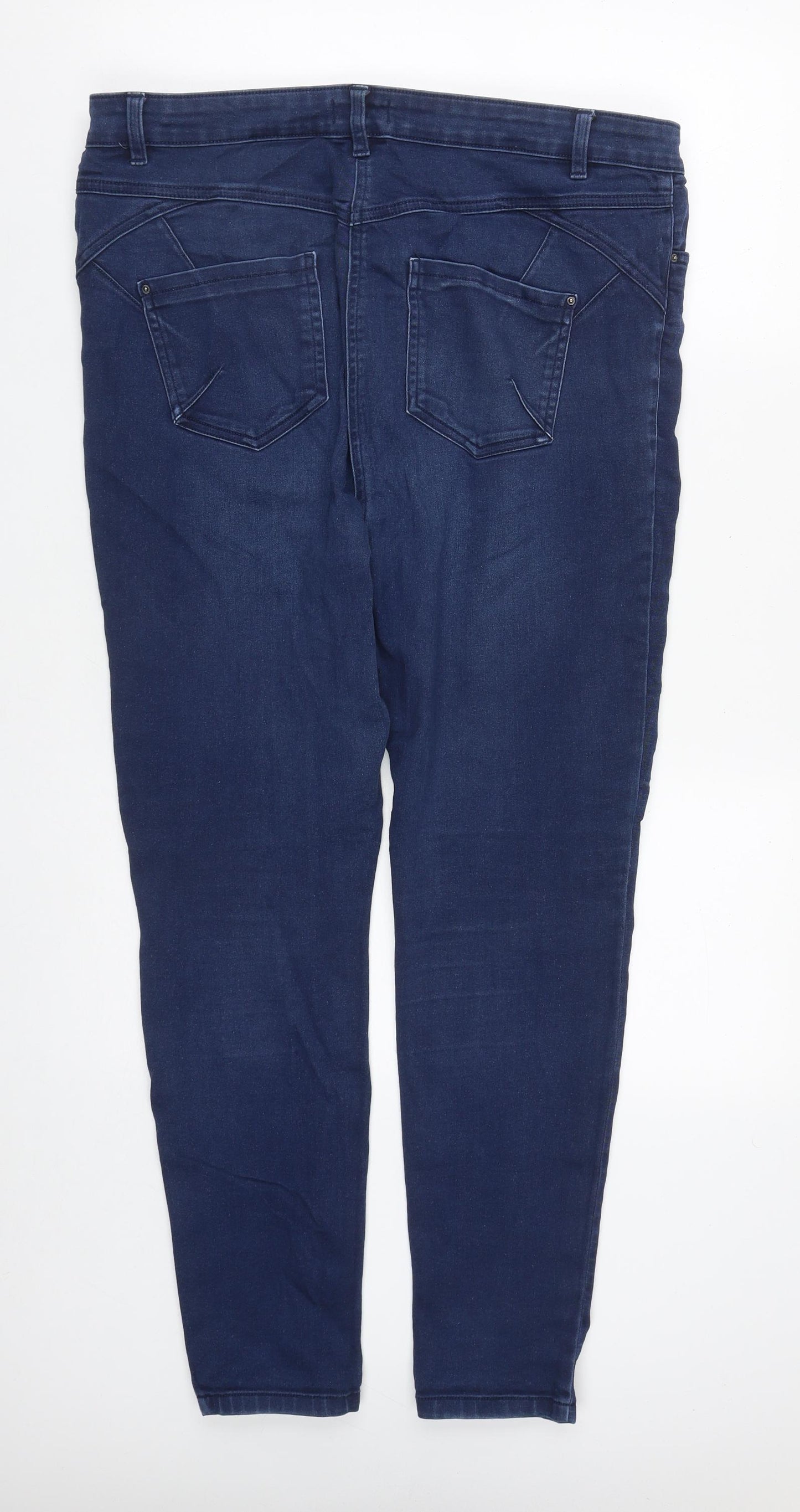 Matalan Womens Blue  Cotton Straight Jeans Size 18 L29 in Regular Zip