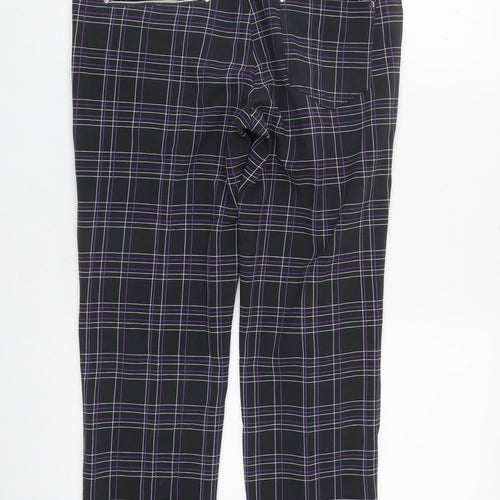 JRB Womens Black Plaid Polyester Trousers  Size 10 L30 in Regular Zip