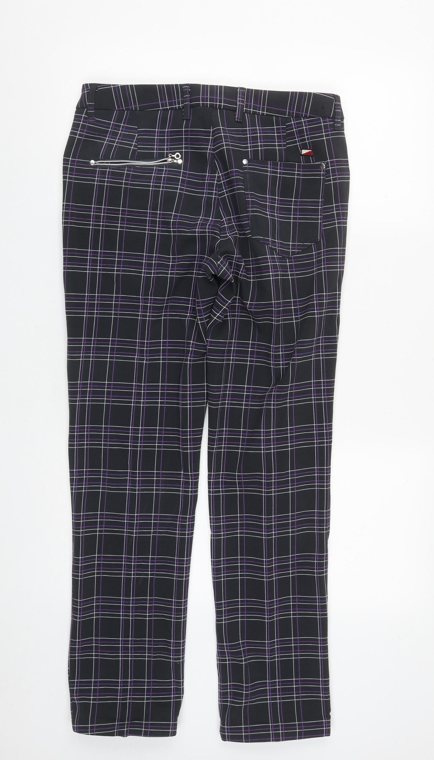 JRB Womens Black Plaid Polyester Trousers  Size 10 L30 in Regular Zip