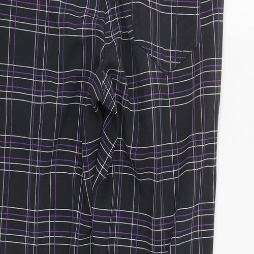 JRB Womens Black Plaid Polyester Trousers  Size 10 L30 in Regular Zip
