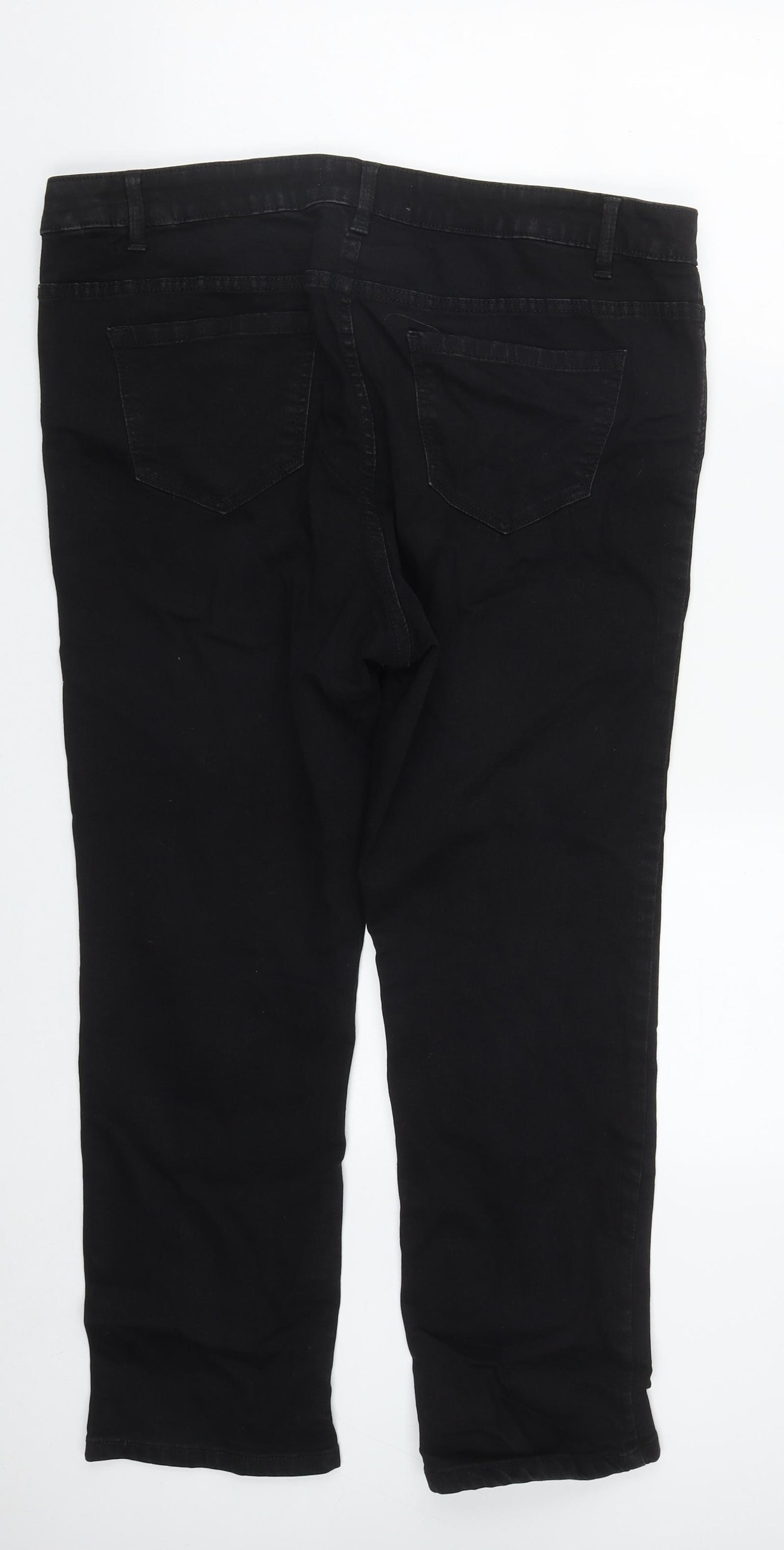 George Womens Black  Cotton Straight Jeans Size 18 L27 in Regular Zip