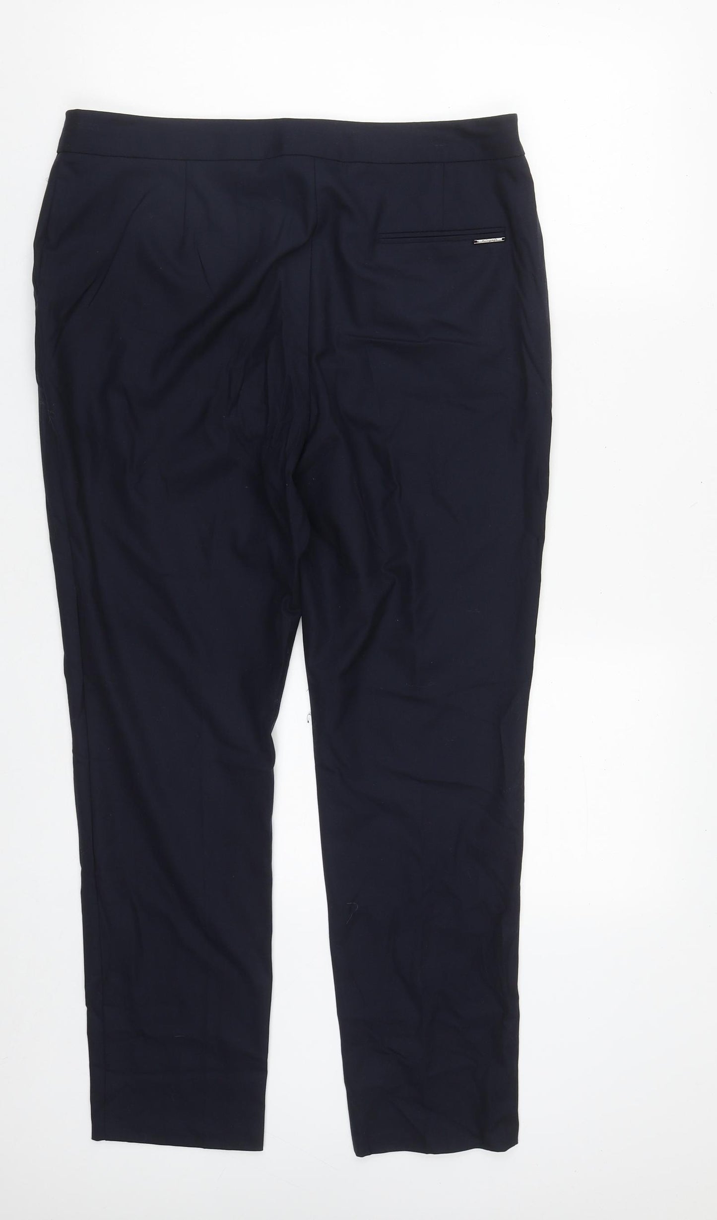 Marks and Spencer Womens Blue  Polyester Trousers  Size 14 L29 in Regular Zip