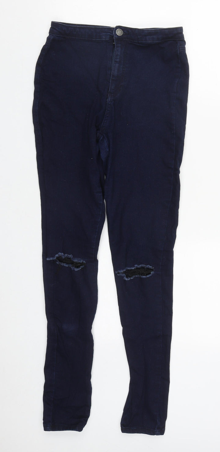 Denim & Co. Womens Blue  Cotton Straight Jeans Size 10 L29 in Regular Zip