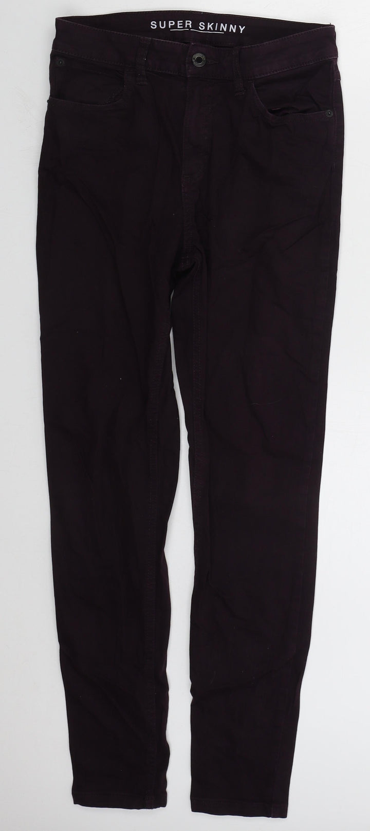 Preworn Womens Purple  Cotton Skinny Jeans Size 26 in L26 in Regular Button