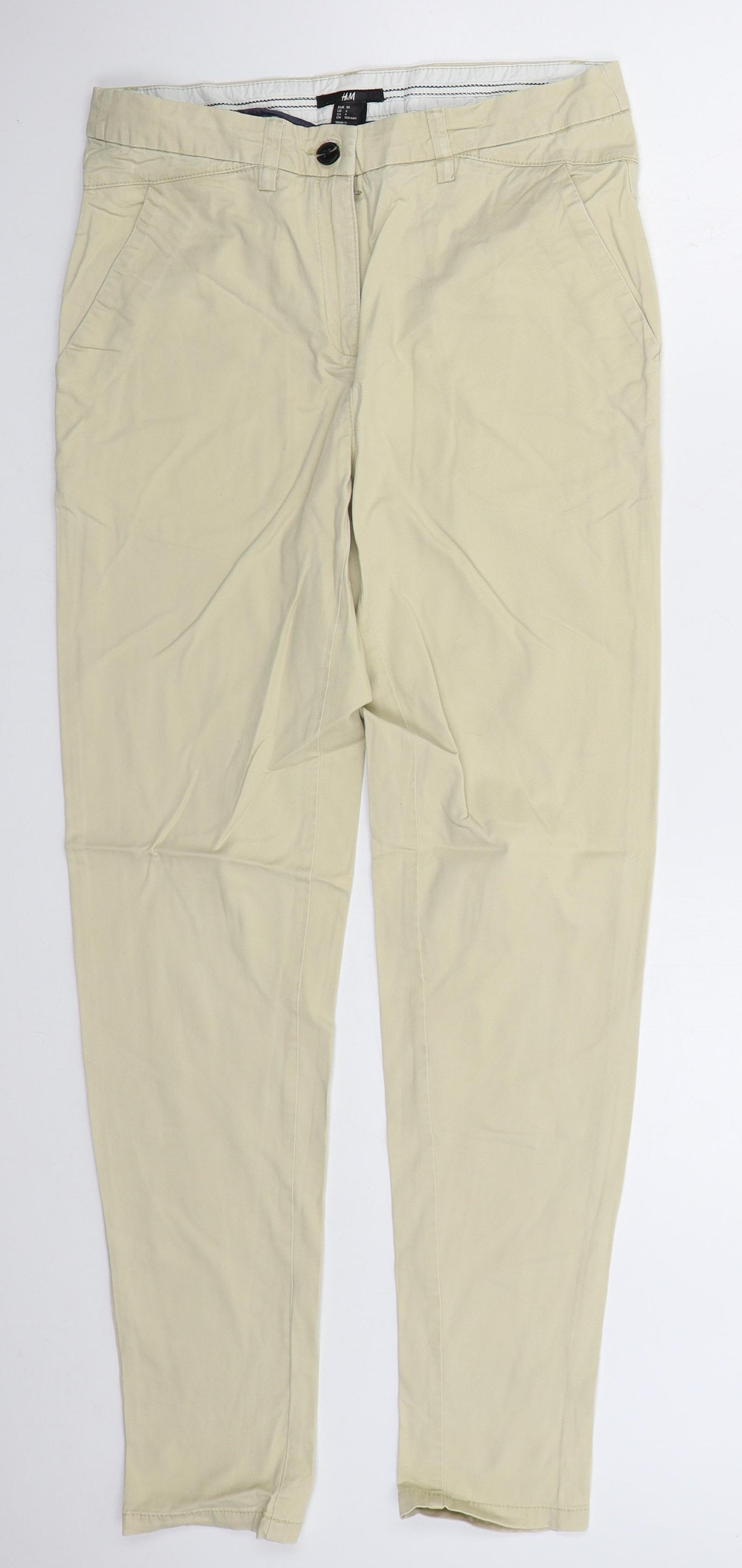 H&M Womens Beige  Cotton Tapered Jeans Size 8 L29 in Regular Button