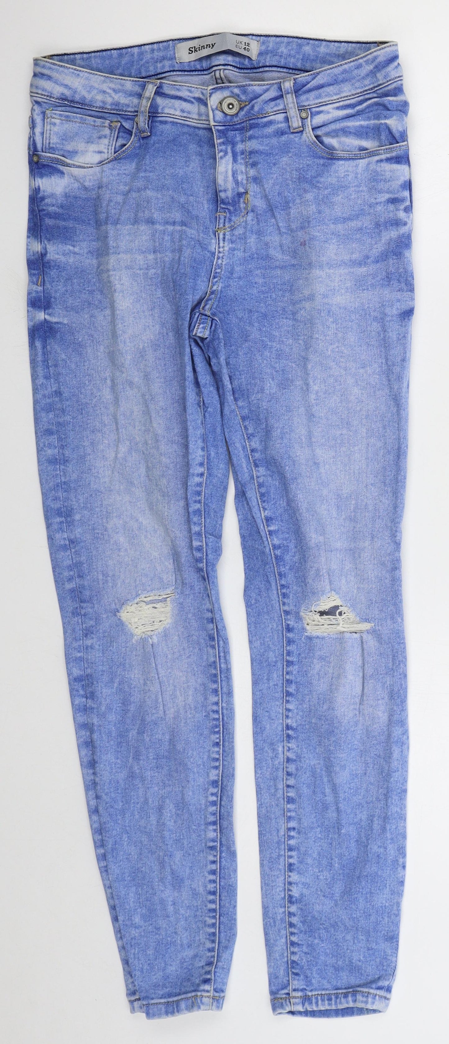 New Look Womens Blue  Cotton Skinny Jeans Size 12 L28 in Regular Button