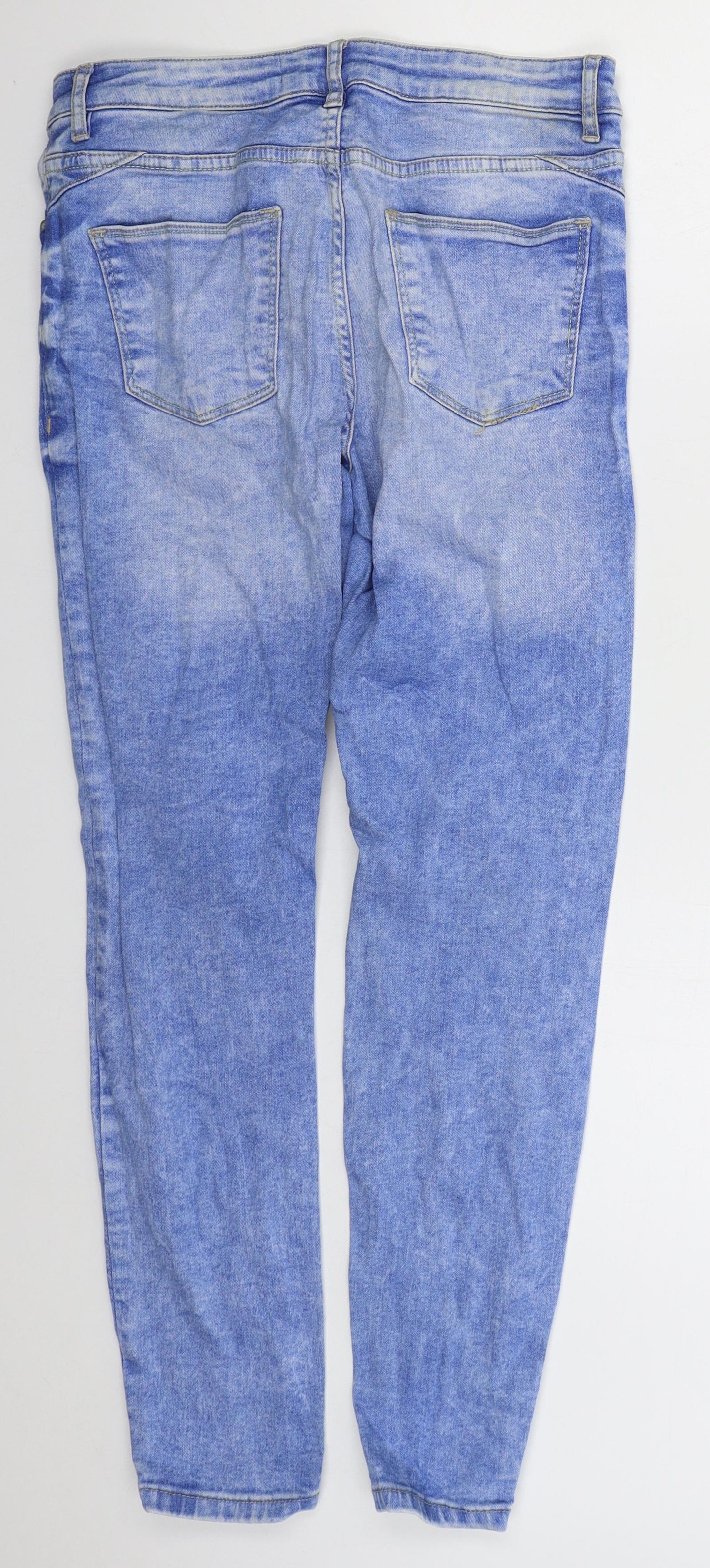 New Look Womens Blue  Cotton Skinny Jeans Size 12 L28 in Regular Button