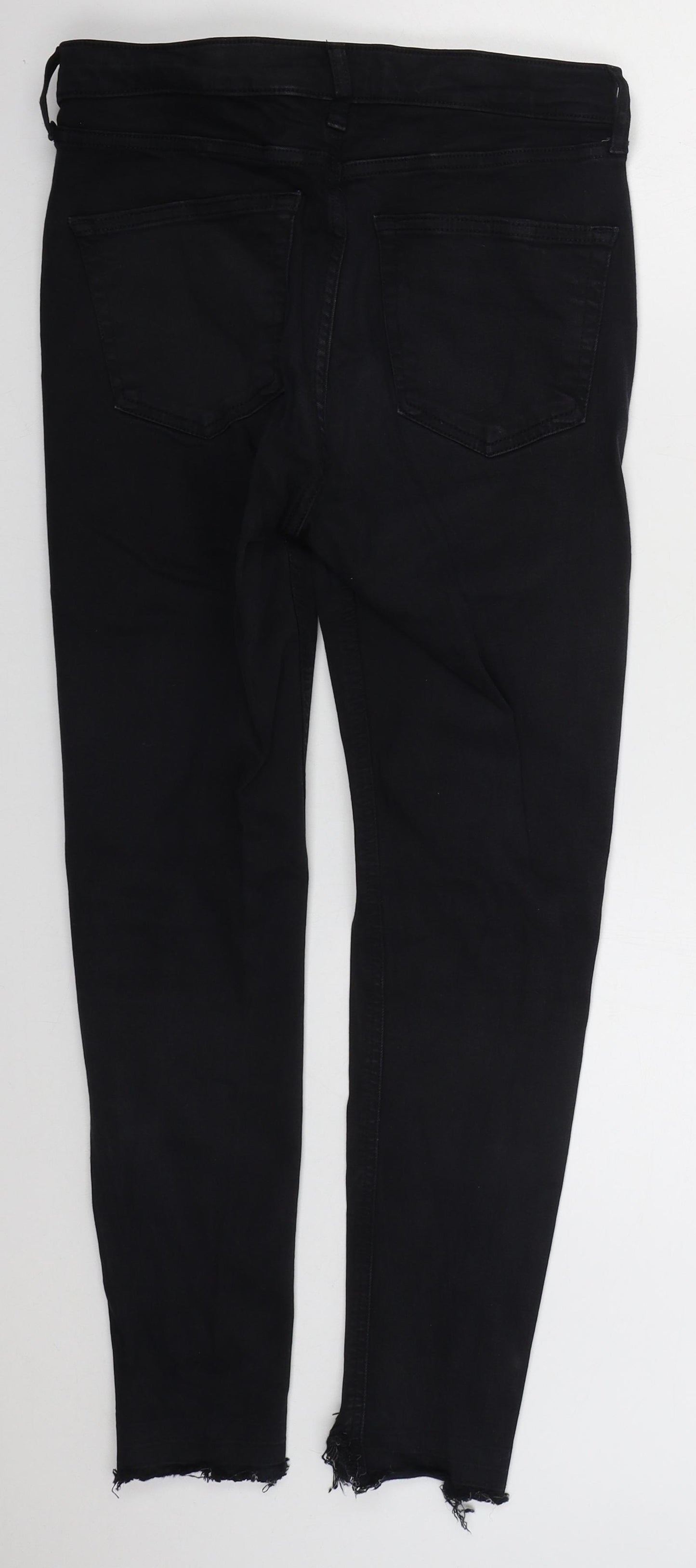 Topshop Womens Black  Cotton Skinny Jeans Size 30 in L27 in Regular Button