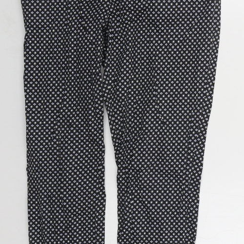 Oasis Womens Grey Geometric Cotton Trousers  Size 10 L26 in Regular Hook & Eye