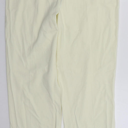 Charlotte Halton Womens Ivory  Viscose Trousers  Size 14 L30 in Regular Hook & Eye