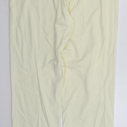 Charlotte Halton Womens Ivory  Viscose Trousers  Size 14 L30 in Regular Hook & Eye