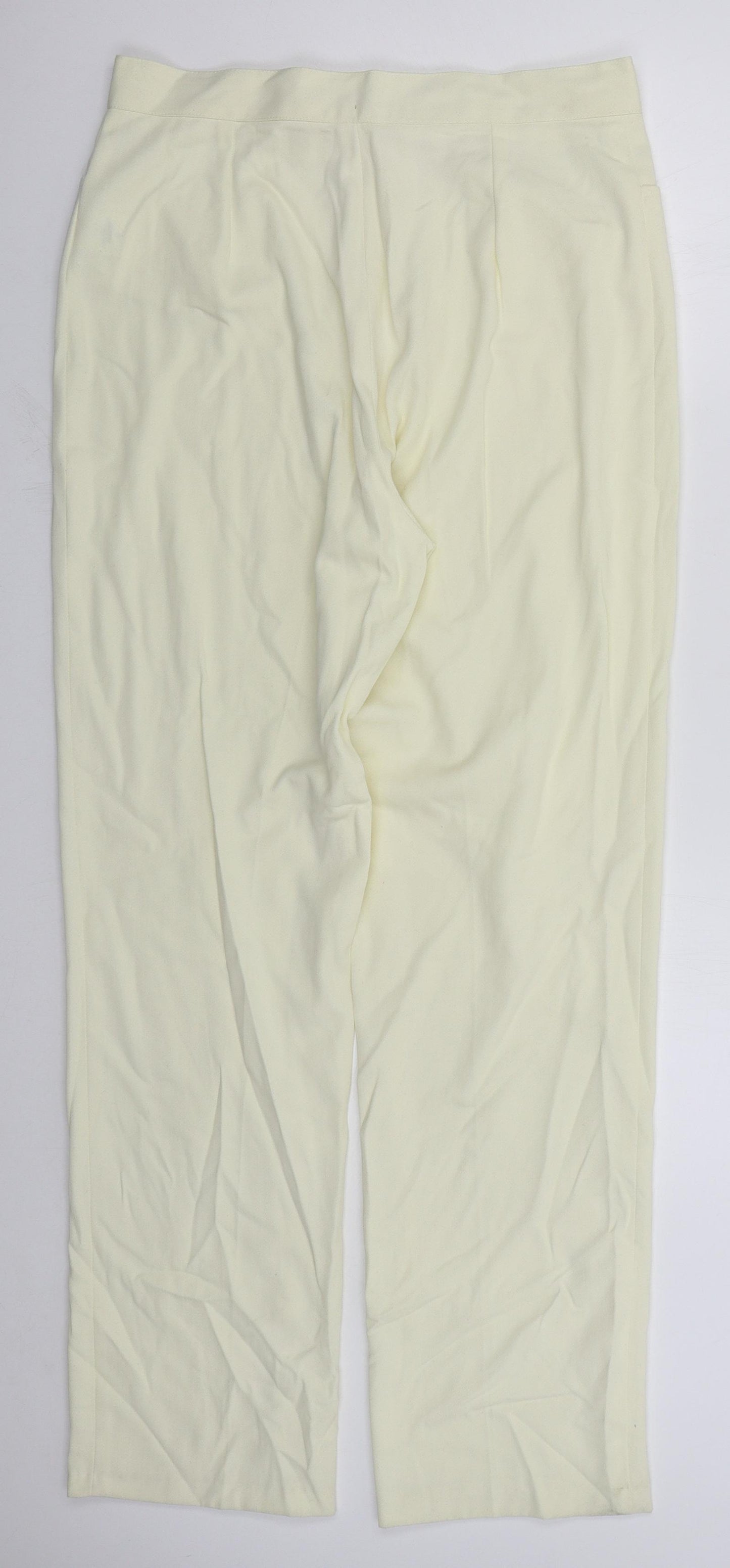 Charlotte Halton Womens Ivory  Viscose Trousers  Size 14 L30 in Regular Hook & Eye