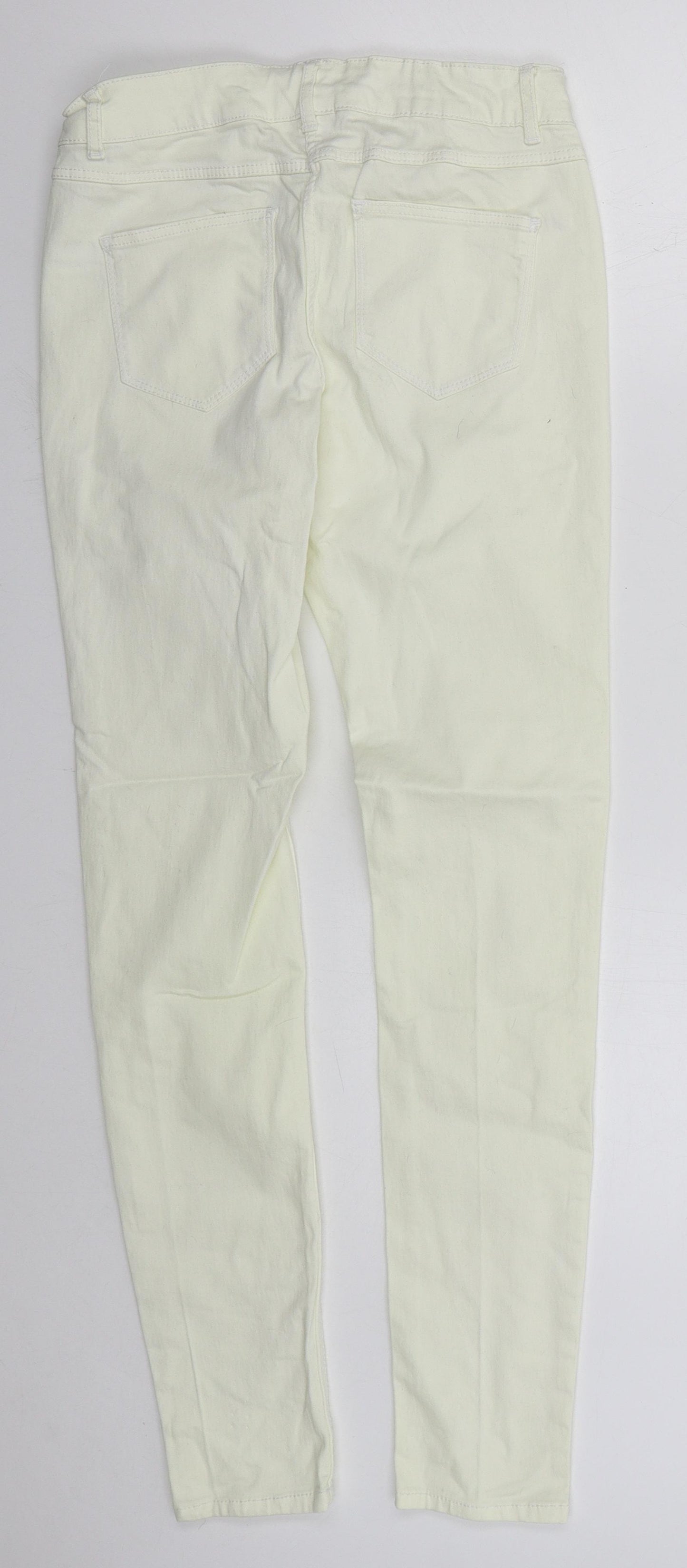 Papaya Womens Ivory  Cotton Skinny Jeans Size 10 L30 in Regular Button