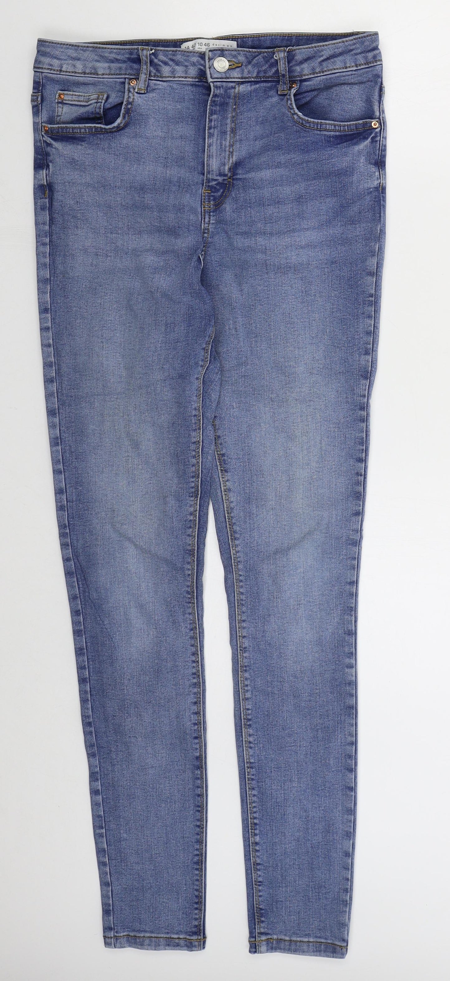 Denim Co Womens Blue  Cotton Skinny Jeans Size 14 L30 in Regular Button