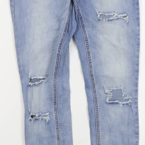 Missguided Womens Blue  Cotton Skinny Jeans Size 6 L26 in Regular Button