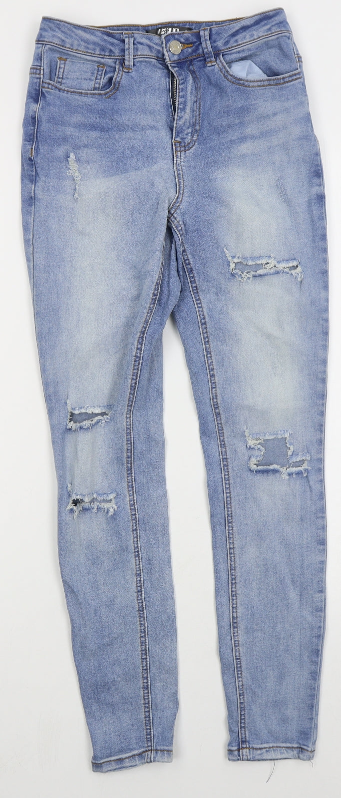 Missguided Womens Blue Cotton Skinny Jeans Size 6 L26 in Regular Button