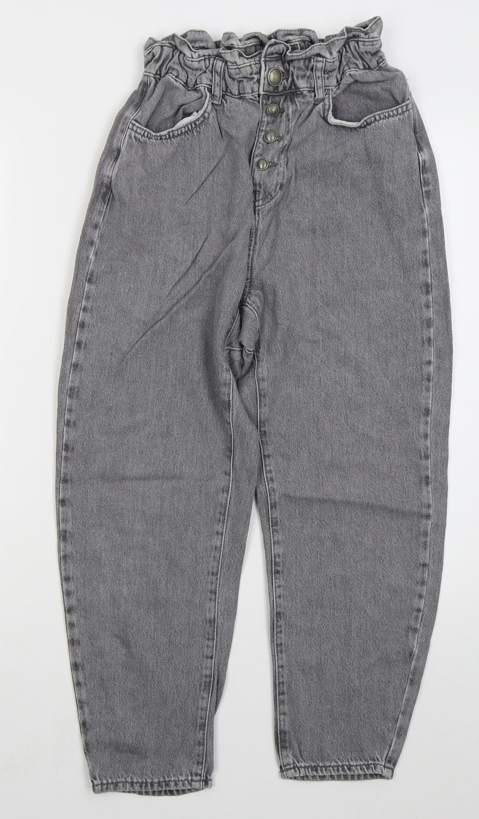 Zara Womens Grey  Cotton Mom Jeans Size 6 L24 in Regular Button