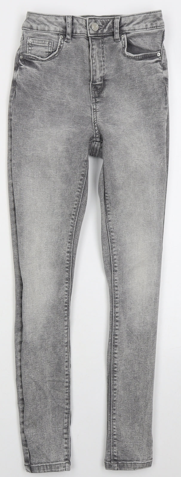 Denim Co Womens Grey Cotton Skinny Jeans Size 6 L27 in Regular Button