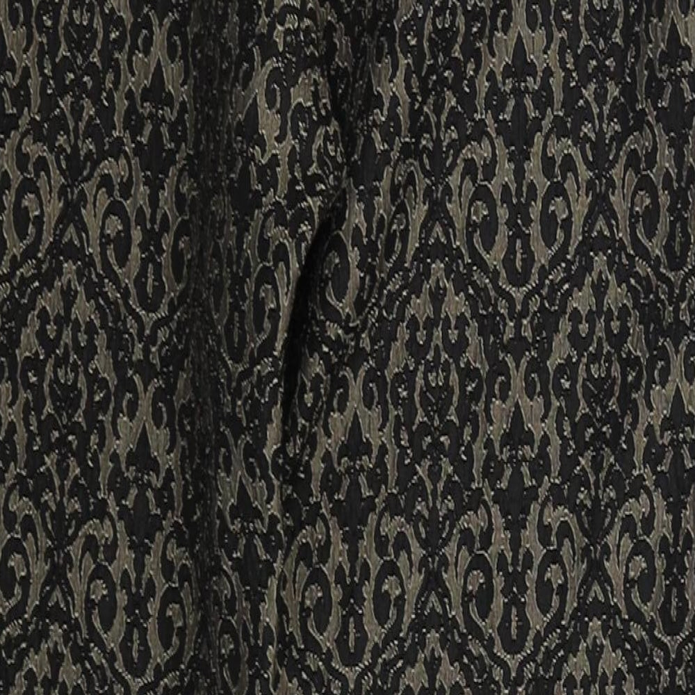 Peacocks Womens Brown Geometric Cotton Trousers  Size 12 L28 in Regular Hook & Eye