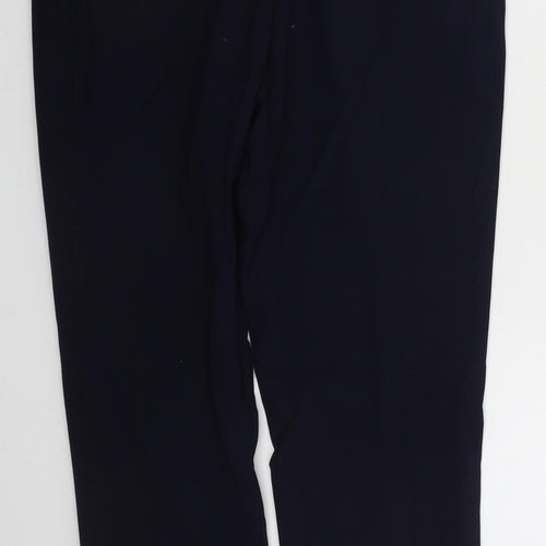 Marks and Spencer Womens Blue  Polyester Trousers  Size 10 L27 in Regular Hook & Eye