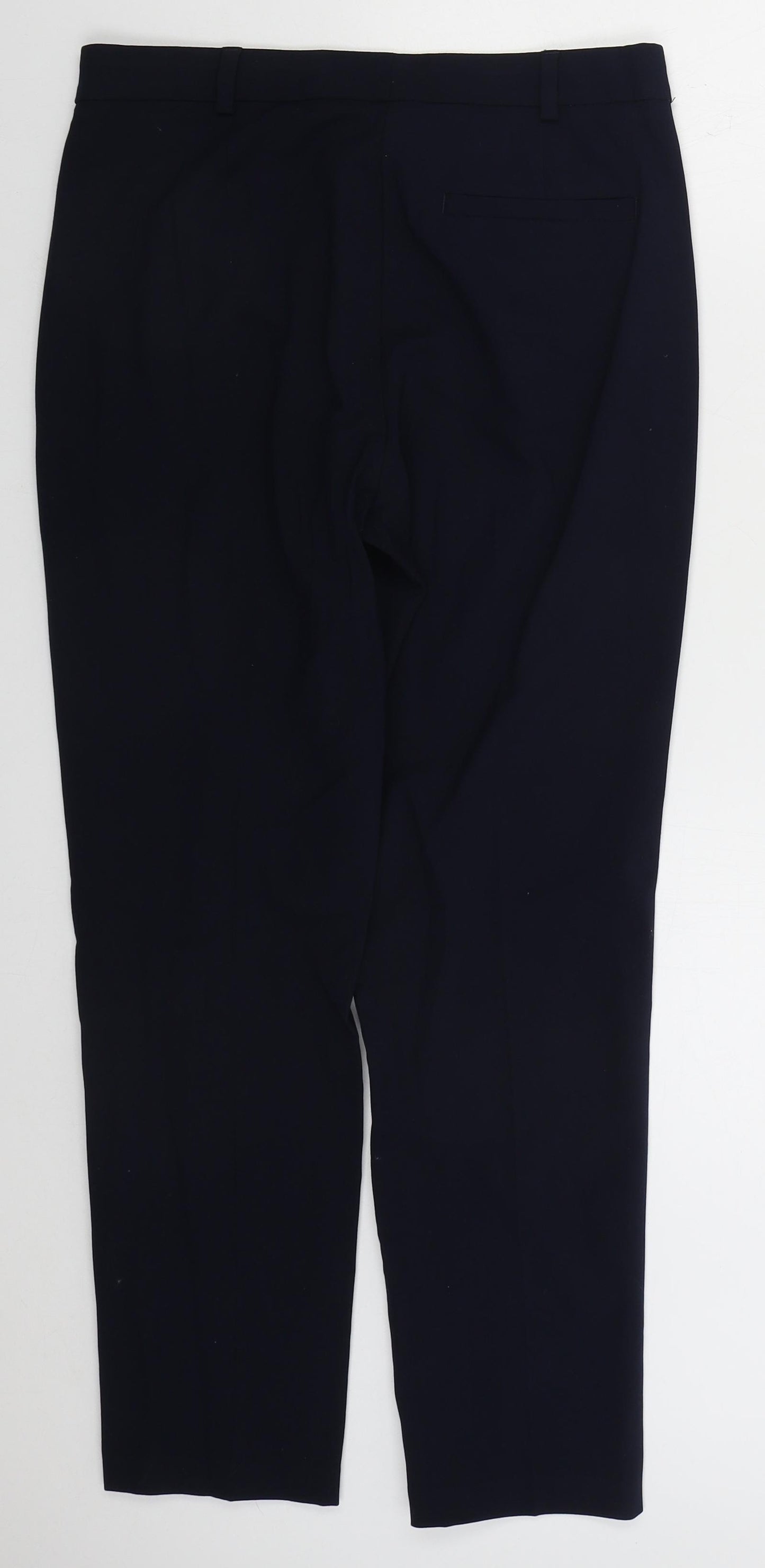 Marks and Spencer Womens Blue  Polyester Trousers  Size 10 L27 in Regular Hook & Eye