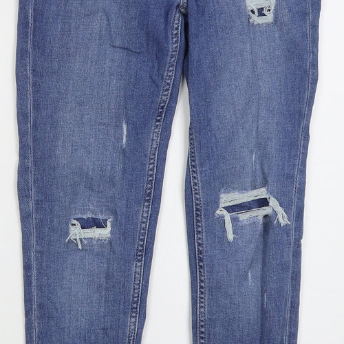 Marks and Spencer Womens Blue  Cotton Skinny Jeans Size 26 in L27 in Regular Button