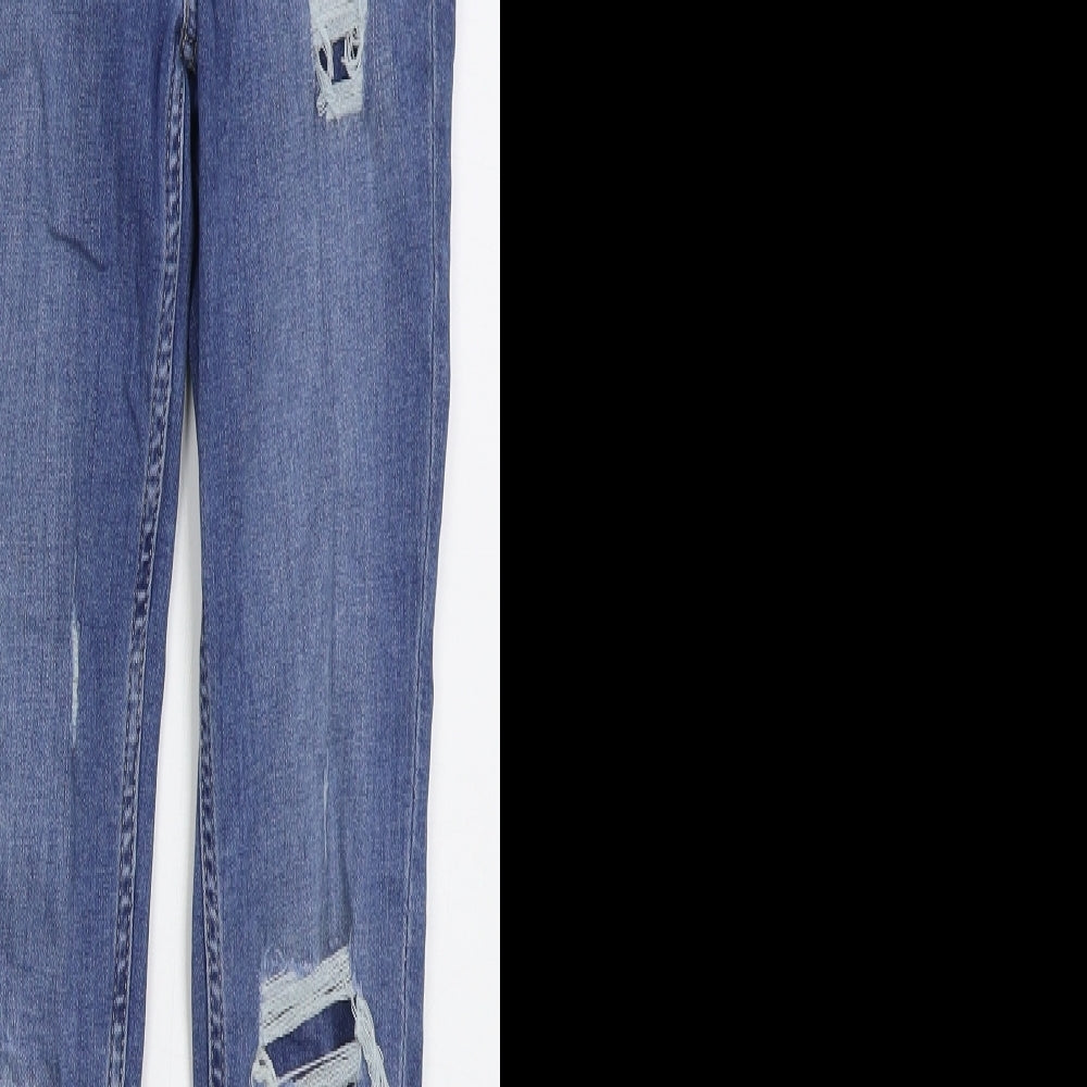 Marks and Spencer Womens Blue  Cotton Skinny Jeans Size 26 in L27 in Regular Button