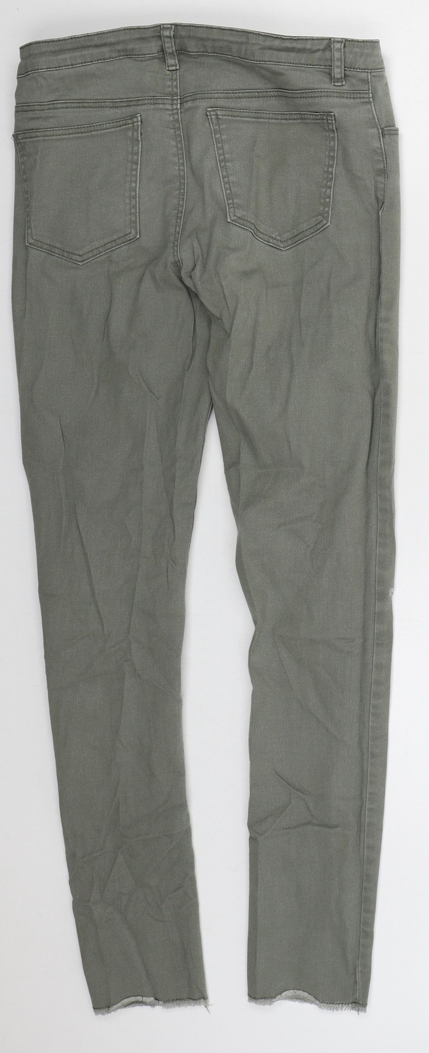 H&M Boys Green  Cotton Skinny Jeans Size 14 Years  Regular Button
