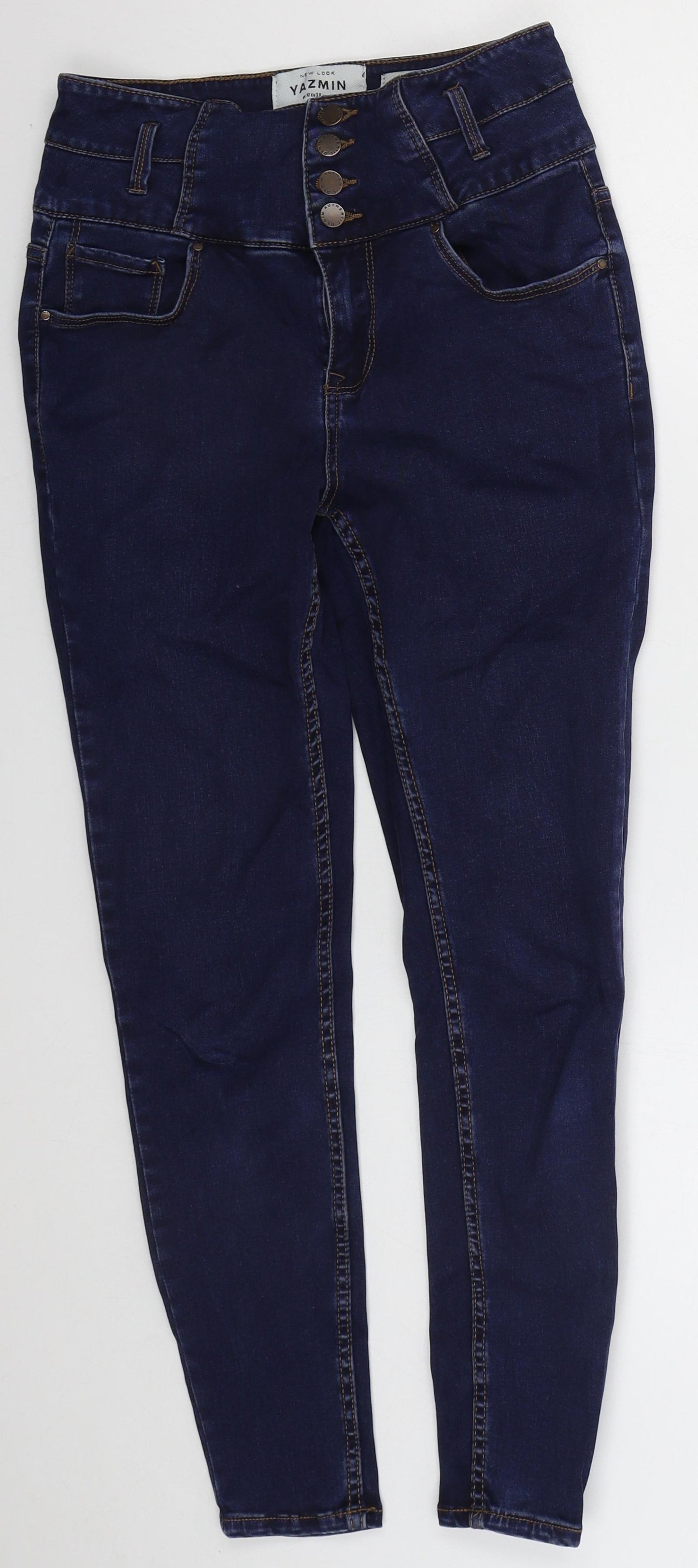 New Look Womens Blue  Cotton Skinny Jeans Size 10 L25 in Regular Button