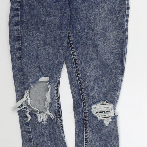 Topshop Womens Blue  Cotton Skinny Jeans Size 26 in L26 in Regular Button