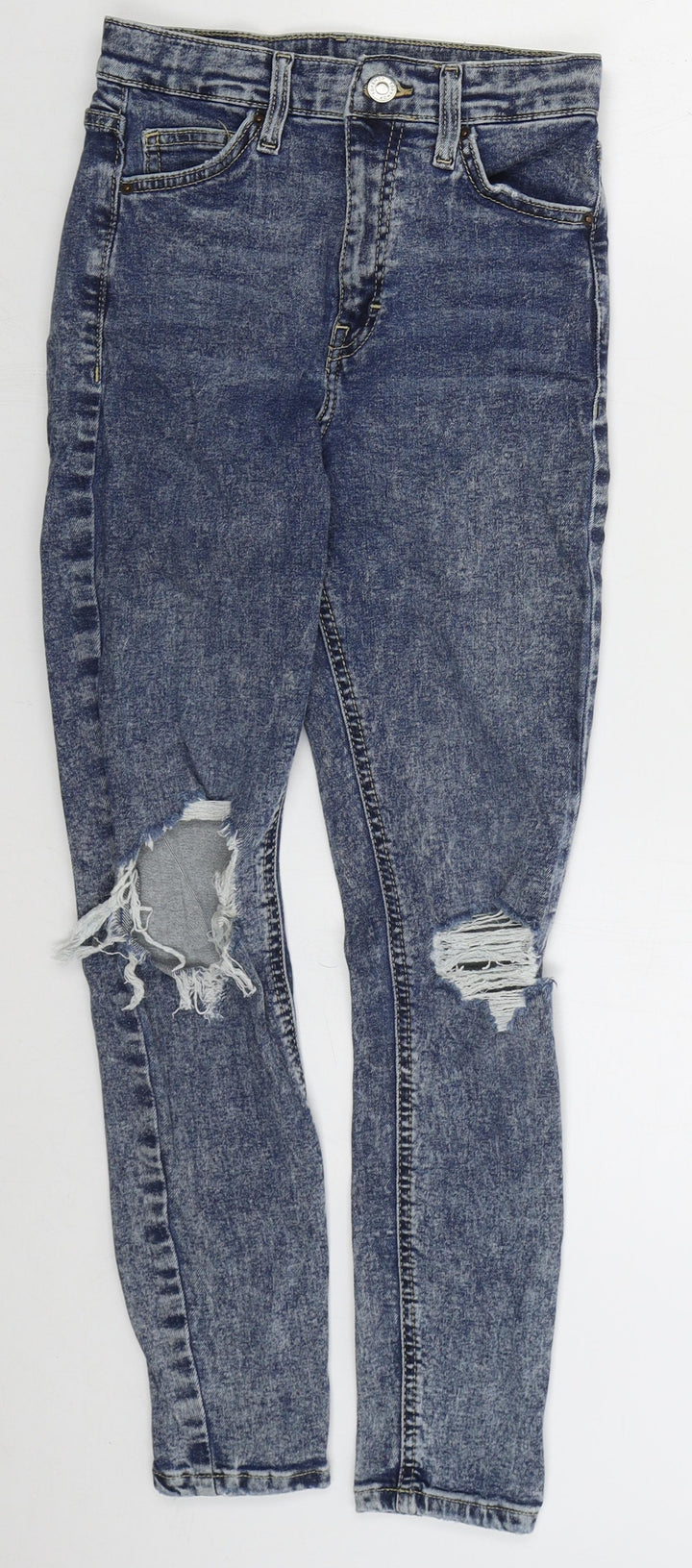 Topshop Womens Blue Cotton Skinny Jeans Size 26 in L26 in Regular Button