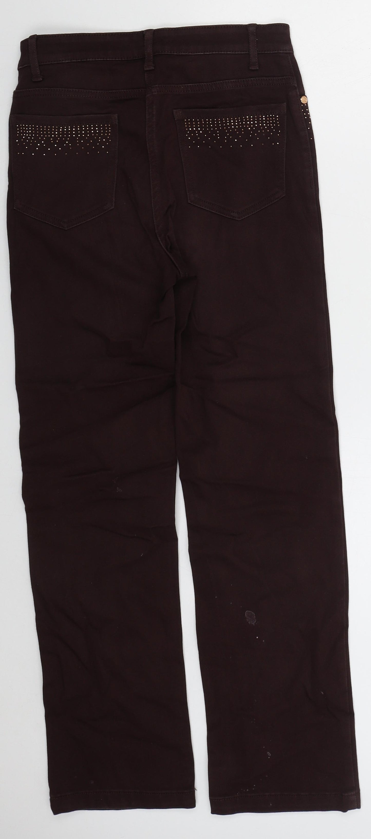 Marks and Spencer Womens Brown  Cotton Straight Jeans Size 8 L27 in Regular Button