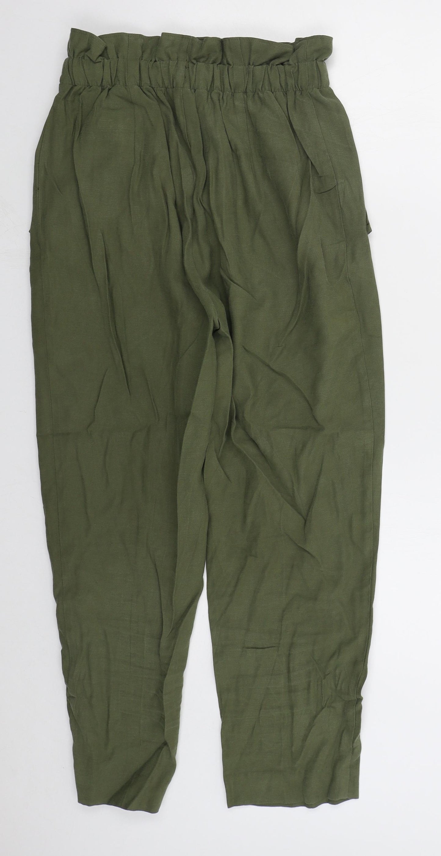 H&M Womens Green  Viscose Trousers  Size 12 L25 in Regular Button