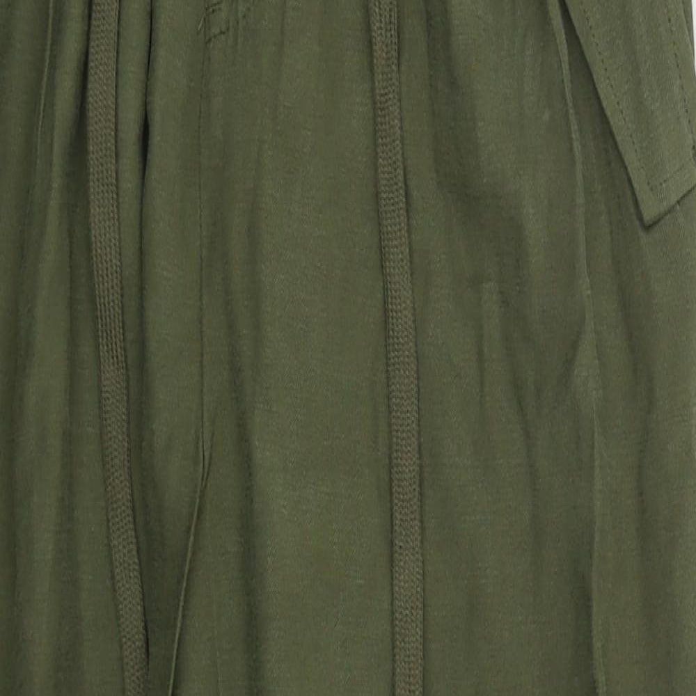 H&M Womens Green  Viscose Trousers  Size 12 L25 in Regular Button