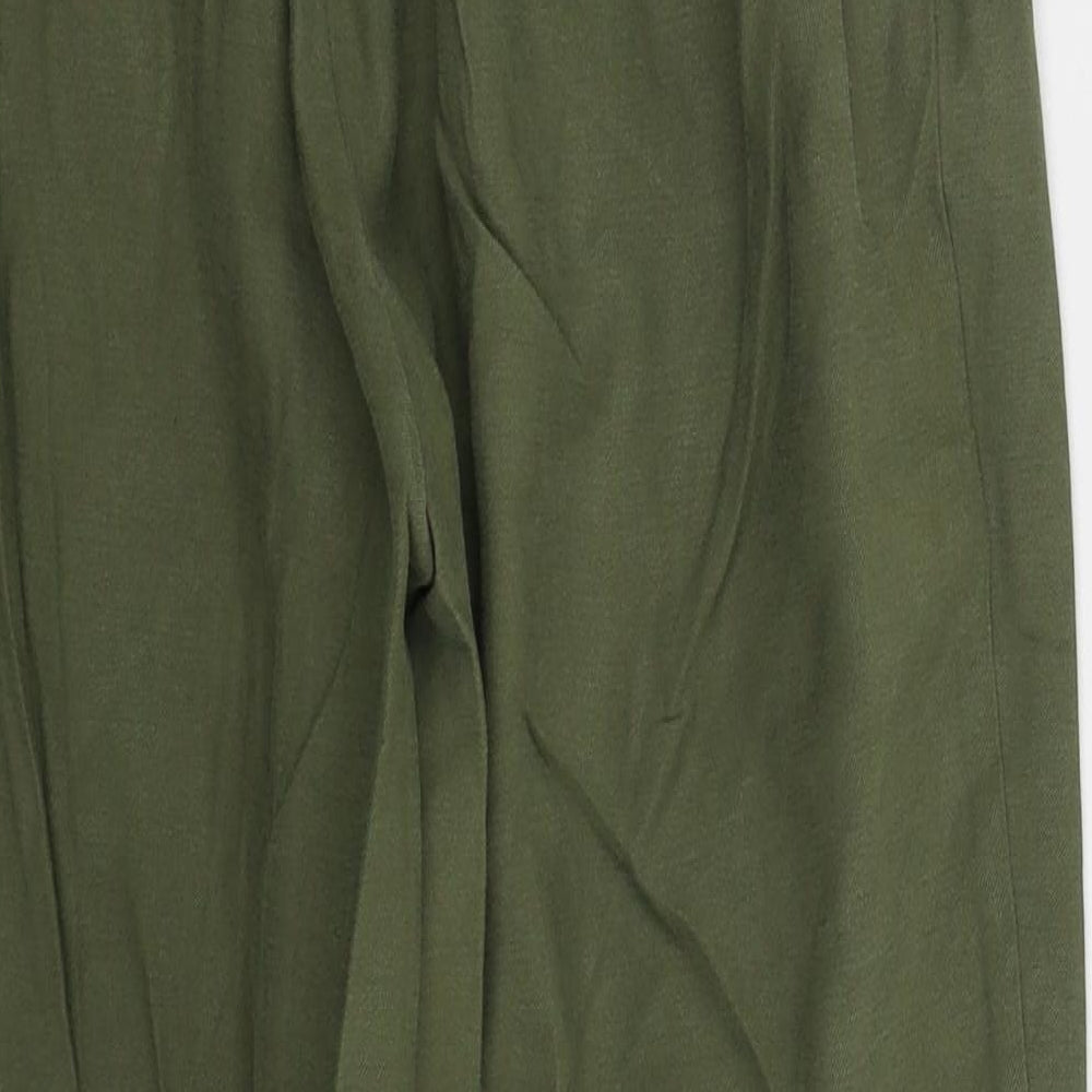 H&M Womens Green  Viscose Trousers  Size 12 L25 in Regular Button
