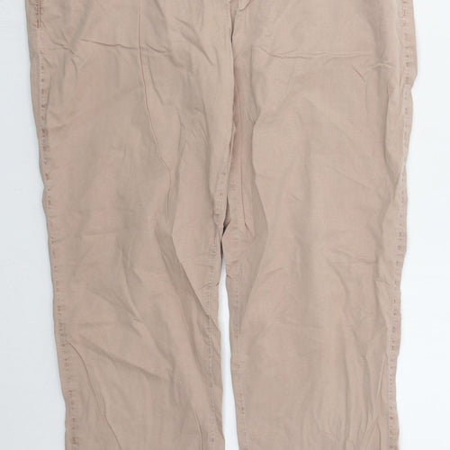 Marks and Spencer Womens Pink  Cotton Trousers  Size 32 in L28 in Regular Button