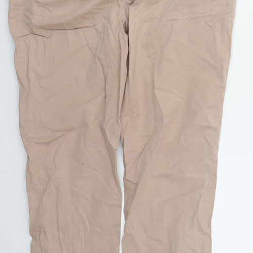 Marks and Spencer Womens Pink  Cotton Trousers  Size 32 in L28 in Regular Button