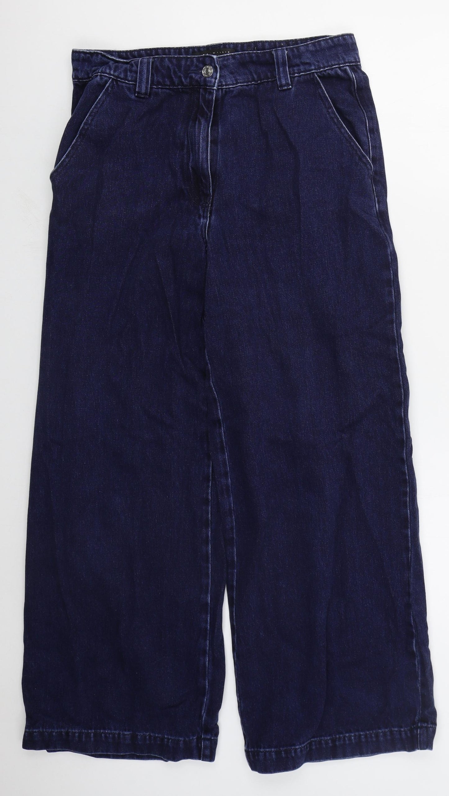 NEXT Womens Blue  Cotton Wide-Leg Jeans Size 12 L29 in Regular Button
