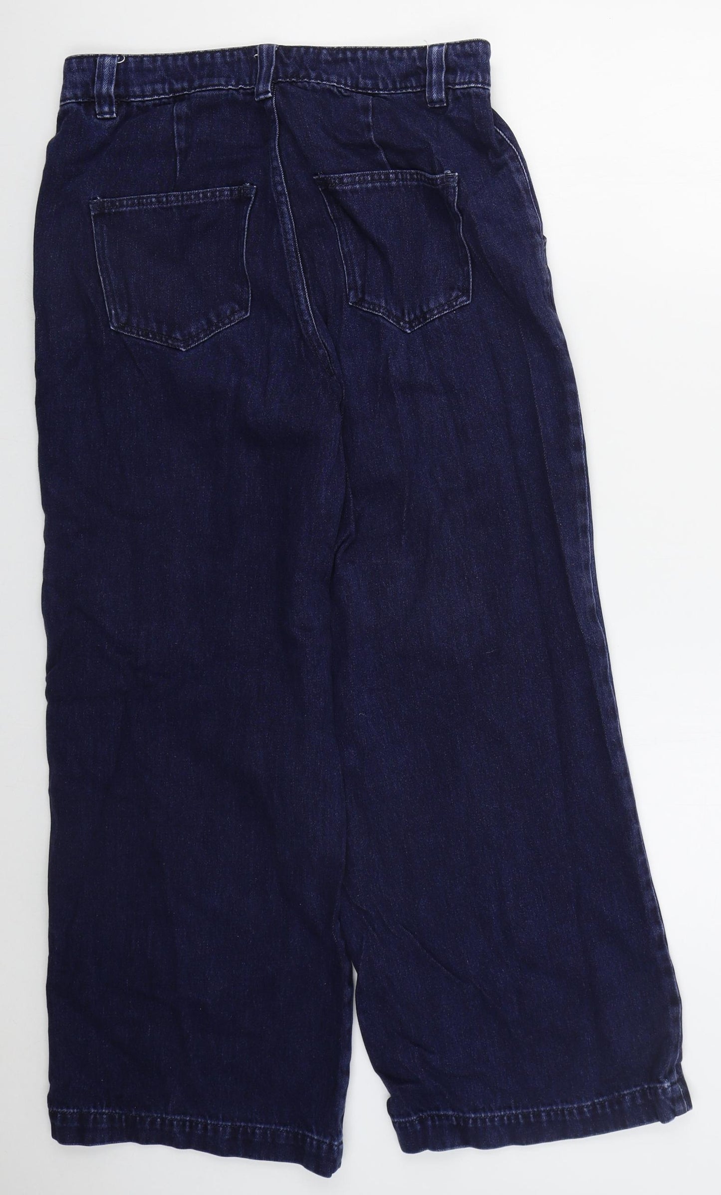 NEXT Womens Blue  Cotton Wide-Leg Jeans Size 12 L29 in Regular Button