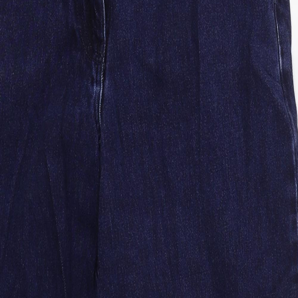 NEXT Womens Blue  Cotton Wide-Leg Jeans Size 12 L29 in Regular Button