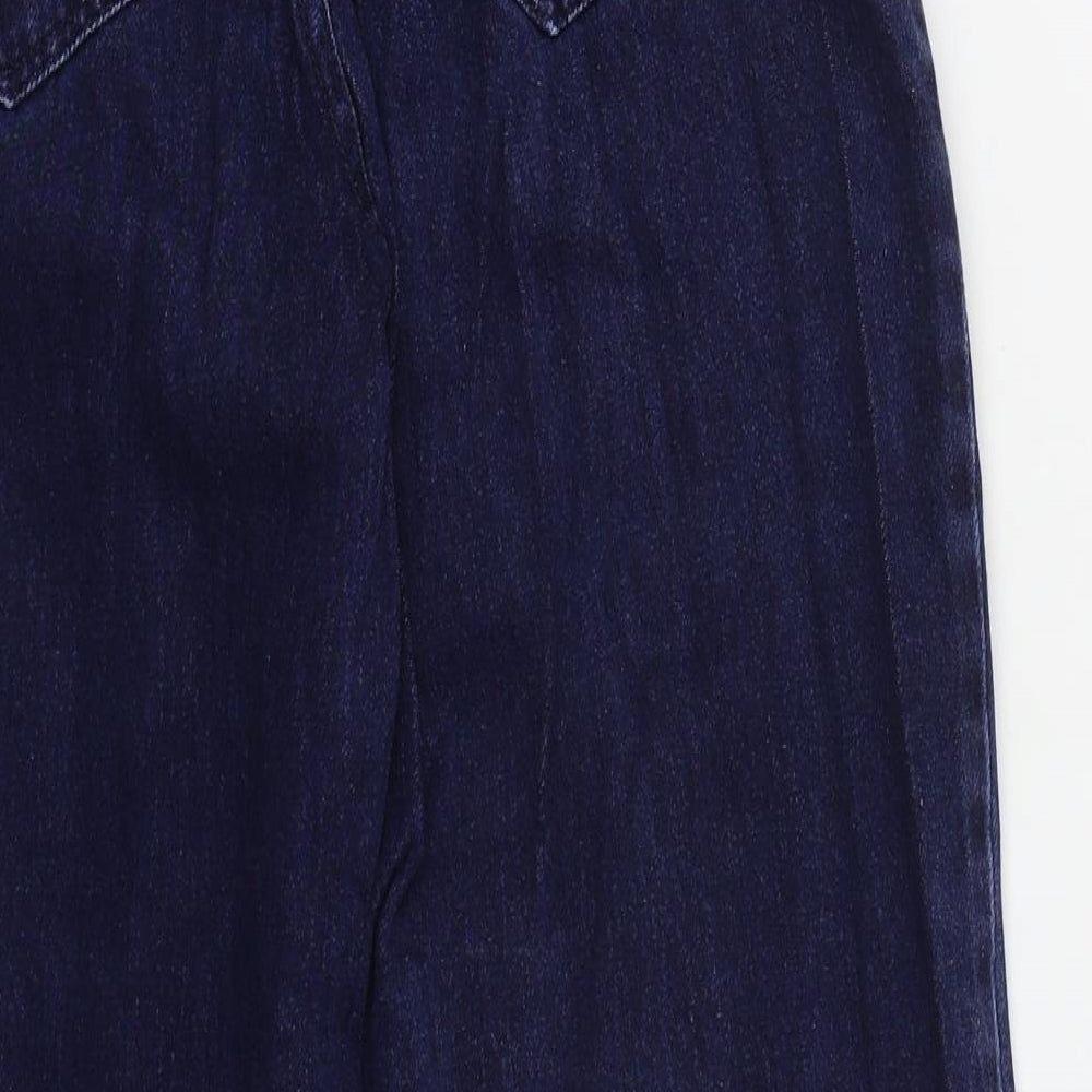 NEXT Womens Blue  Cotton Wide-Leg Jeans Size 12 L29 in Regular Button