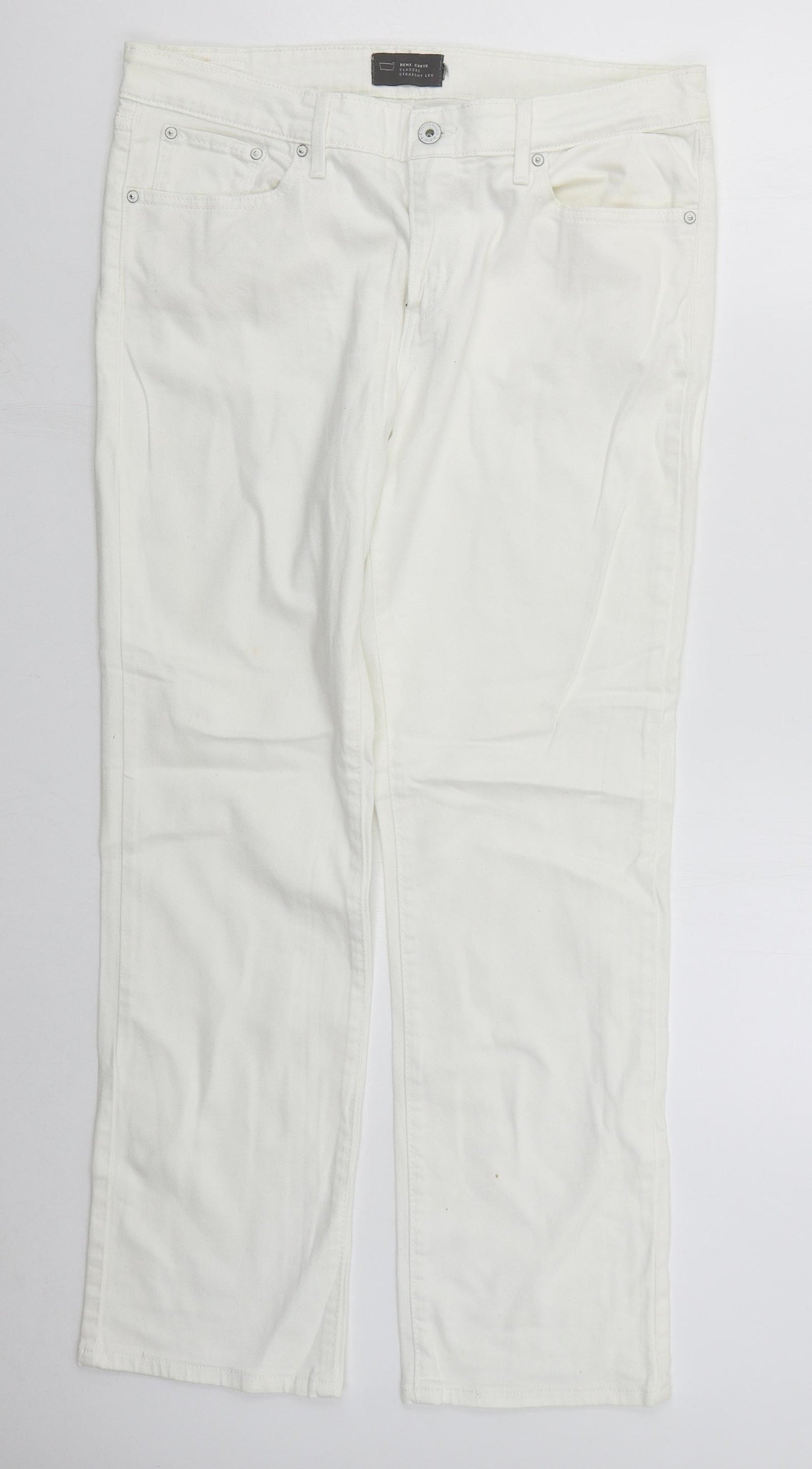 Levi's Womens White  Cotton Straight Jeans Size 34 in L29 in Regular Button