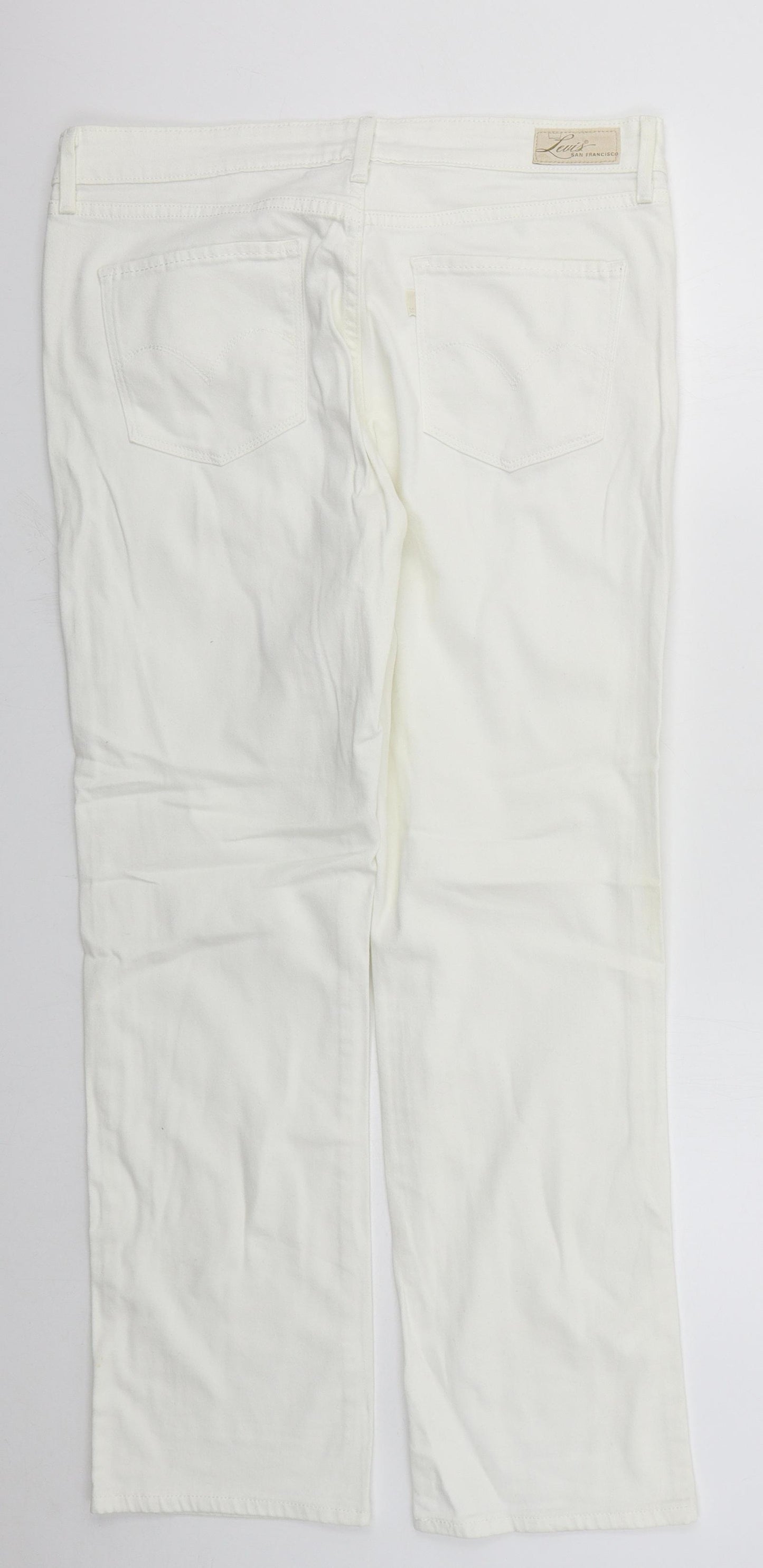 Levi's Womens White  Cotton Straight Jeans Size 34 in L29 in Regular Button