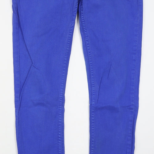 Topshop Womens Blue  Cotton Straight Jeans Size 30 in L30 in Regular Button