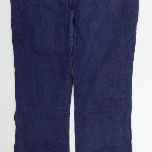 Marks and Spencer Womens Blue  Cotton Bootcut Jeans Size 16 L31 in Regular Button