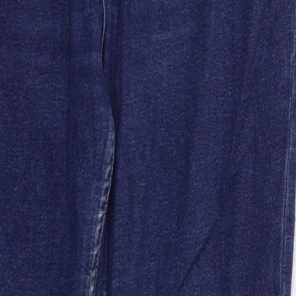 Marks and Spencer Womens Blue  Cotton Bootcut Jeans Size 16 L31 in Regular Button