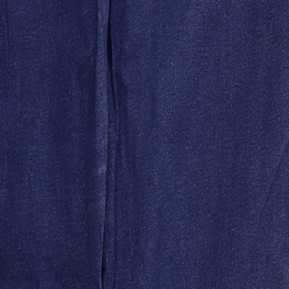 Marks and Spencer Womens Blue  Cotton Bootcut Jeans Size 16 L31 in Regular Button