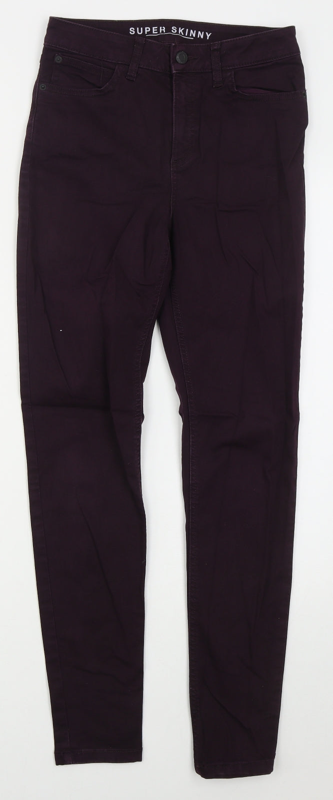 Marks and Spencer Womens Purple  Cotton Skinny Jeans Size 8 L29 in Regular Button