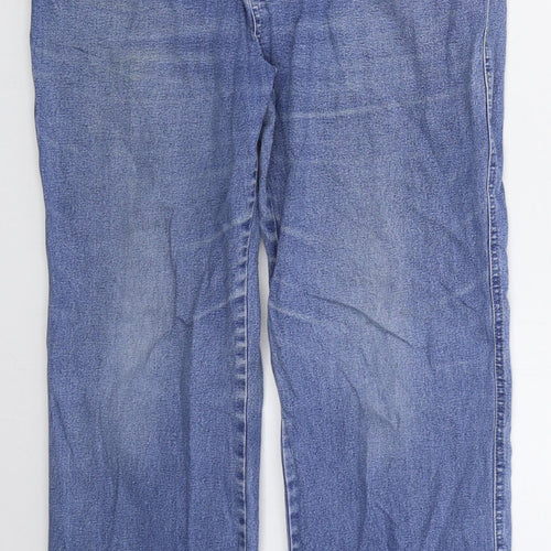Greensource Womens Blue  Cotton Straight Jeans Size 32 in L28 in Regular Button