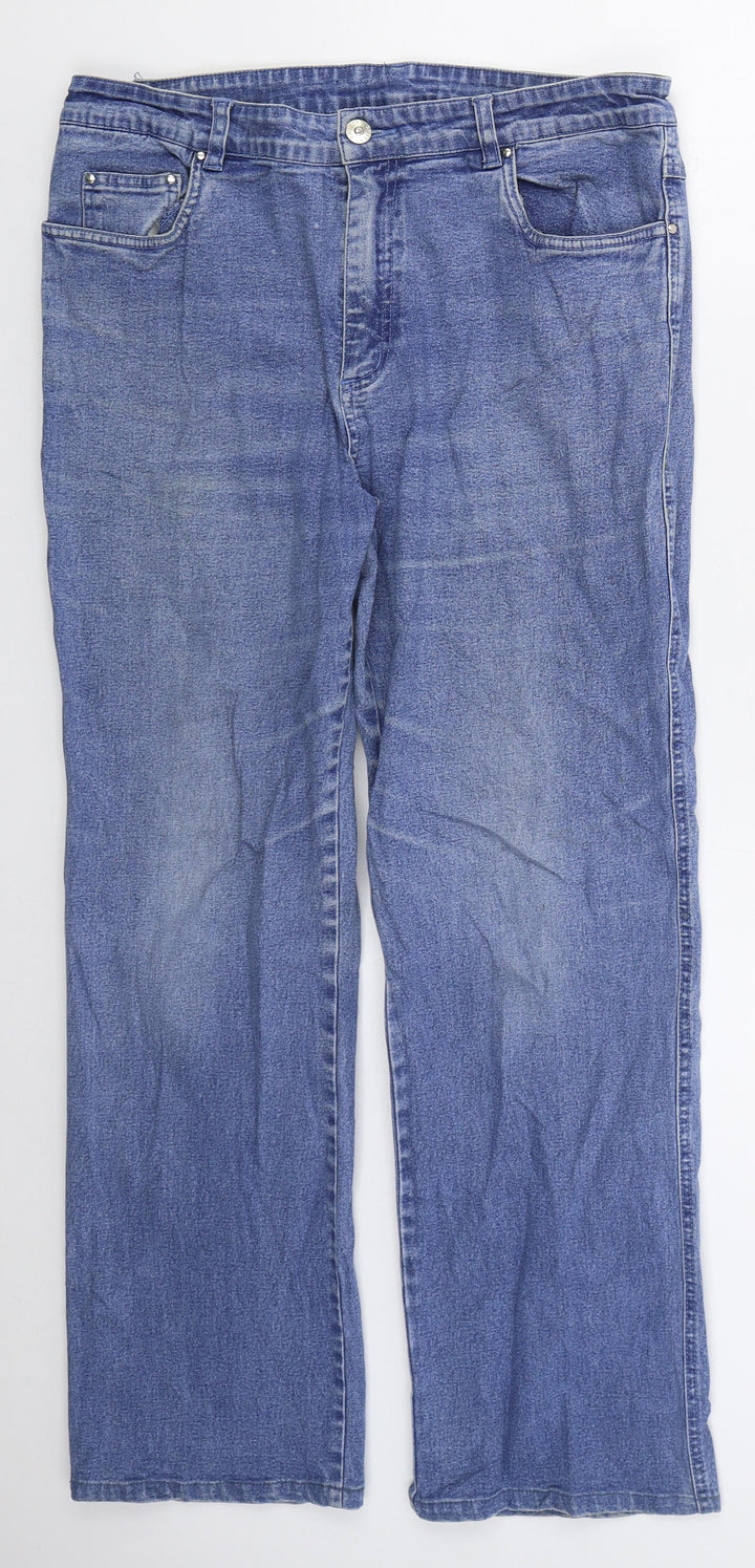 Greensource Womens Blue  Cotton Straight Jeans Size 32 in L28 in Regular Button